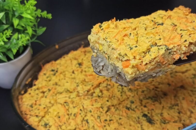 Casserole cake with  Chickpea Flour and  vegetables for weight loss