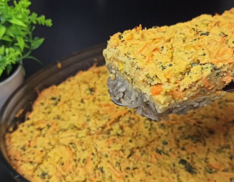 Casserole cake with  Chickpea Flour and  vegetables for weight loss